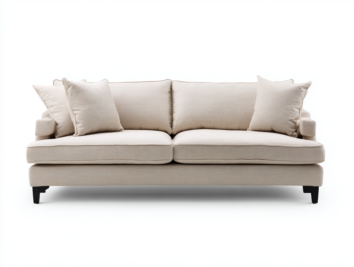 Sofá cama tapizado 215×98×88 cm crema/negro para Dormitorio diseño acogedor con asiento profundo-Gavoiohaus