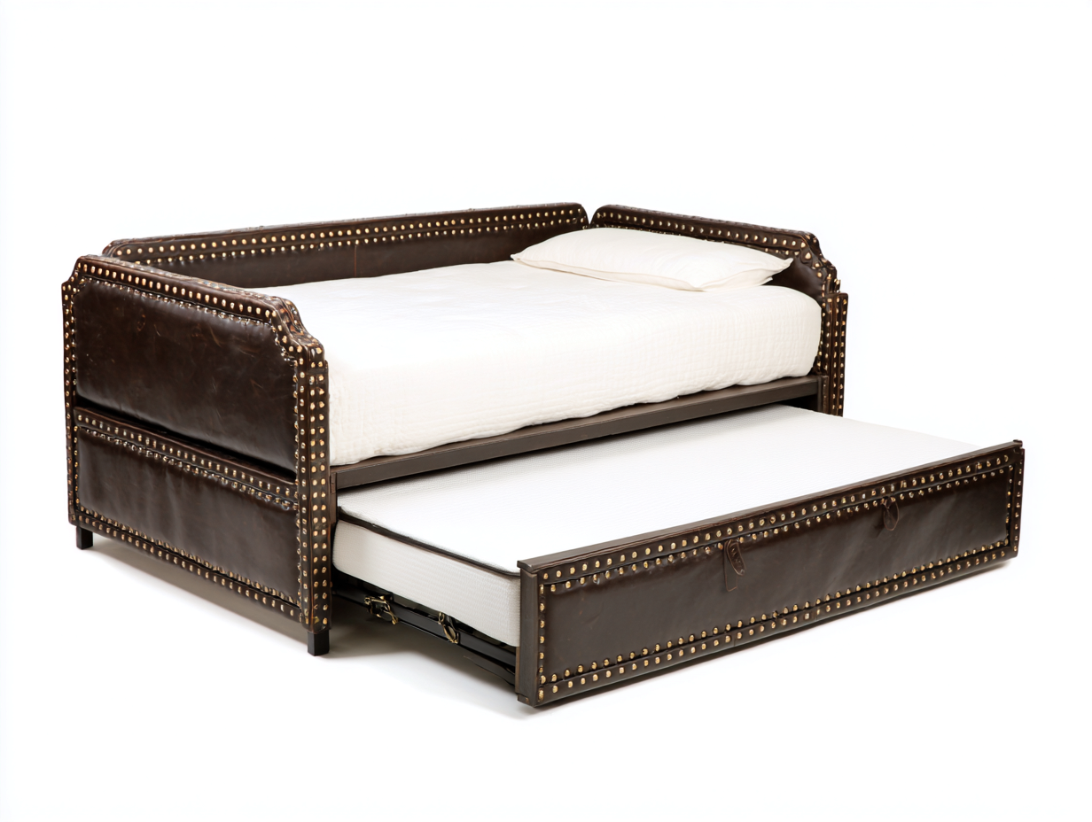 Sofá cama nido tapizado 205×96×92 cm - marrón oscuro/dorado - cama auxiliar extraíble para dormitorio-Gavoiohaus