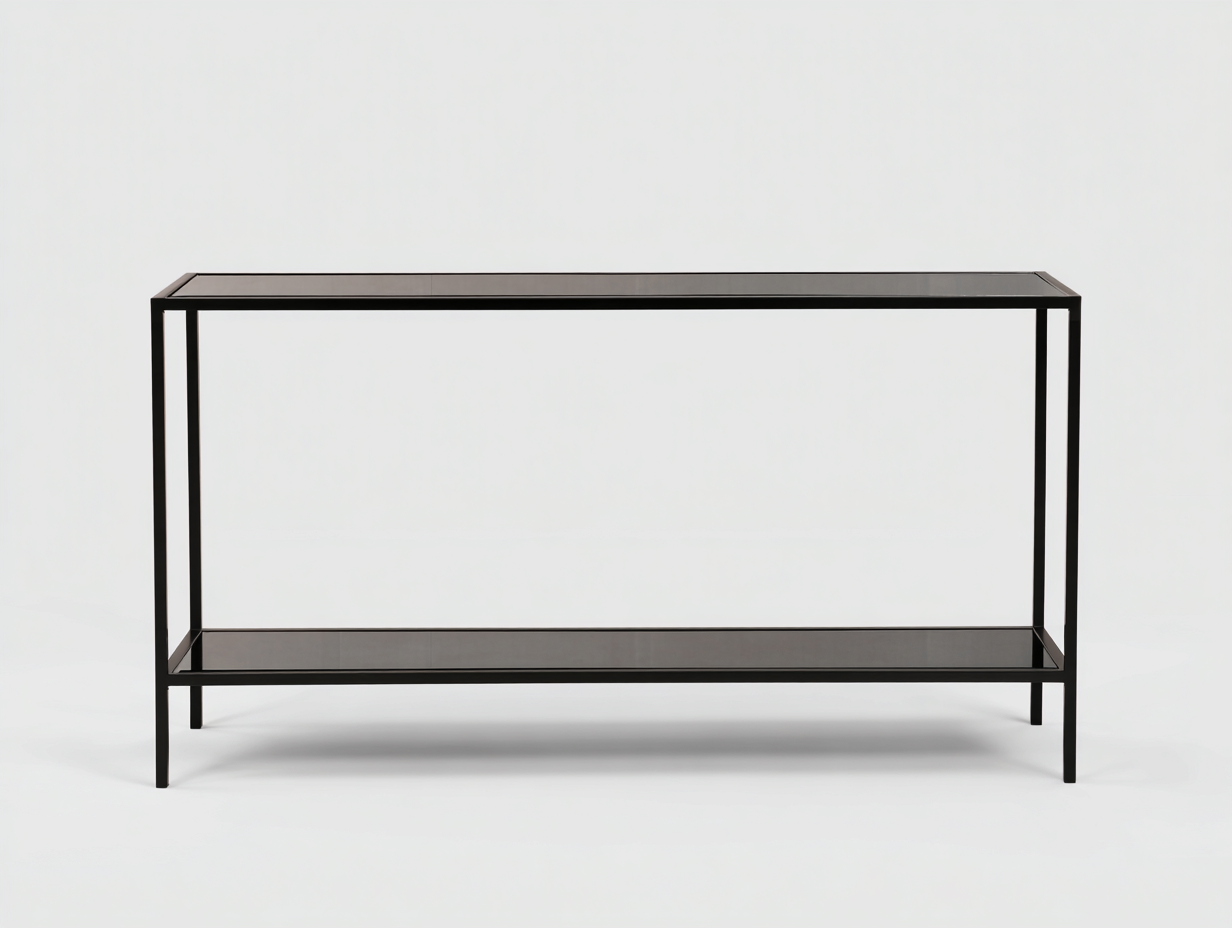 Estante consola 124×32×78 cm - metal negro y vidrio ahumado - diseño minimalista para Comedor-Gavoiohaus