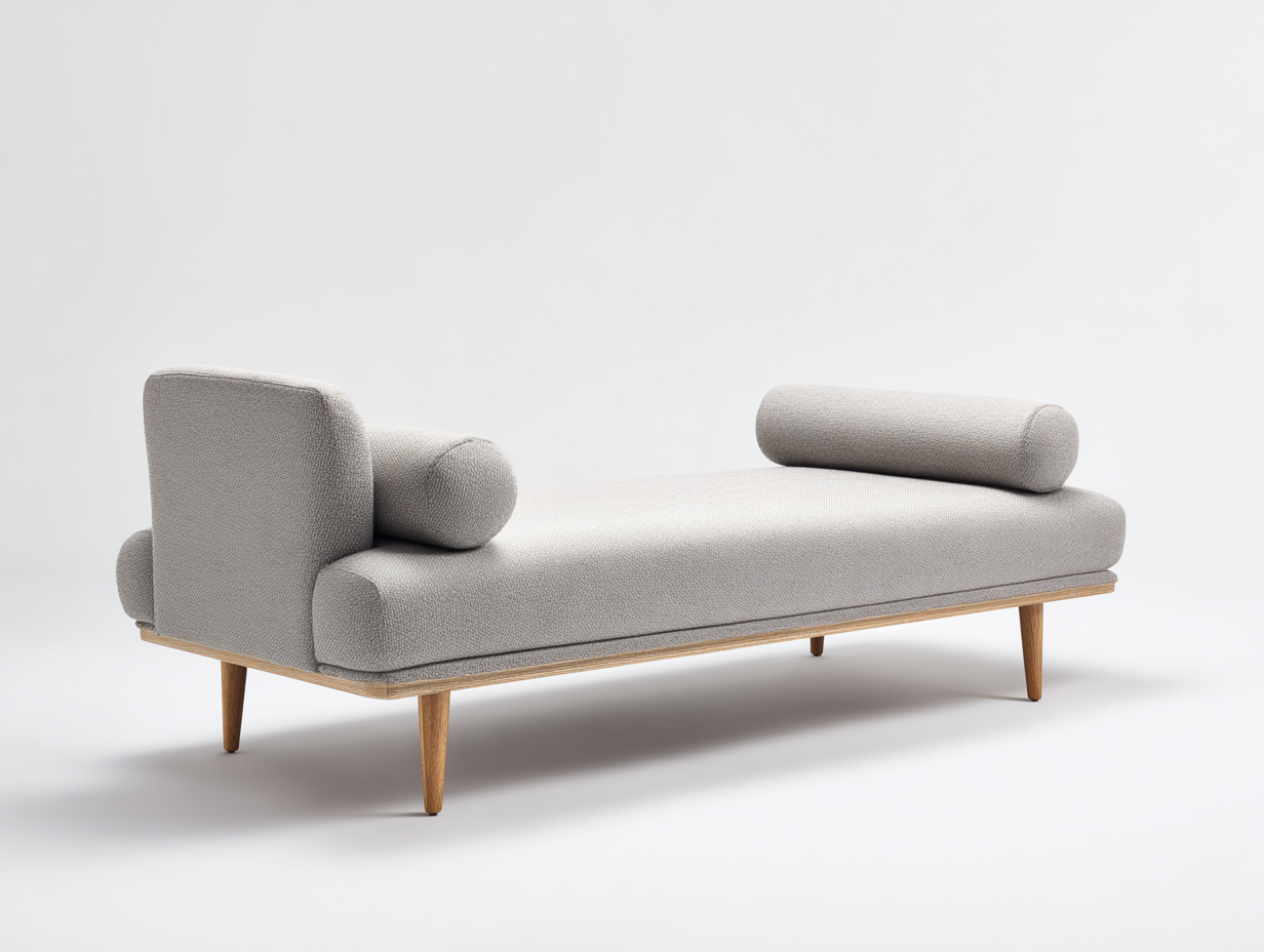Sofá cama tapizado 200×80×76 cm gris piedra/roble claro para Dormitorio diseño nórdico de perfil bajo-Gavoiohaus