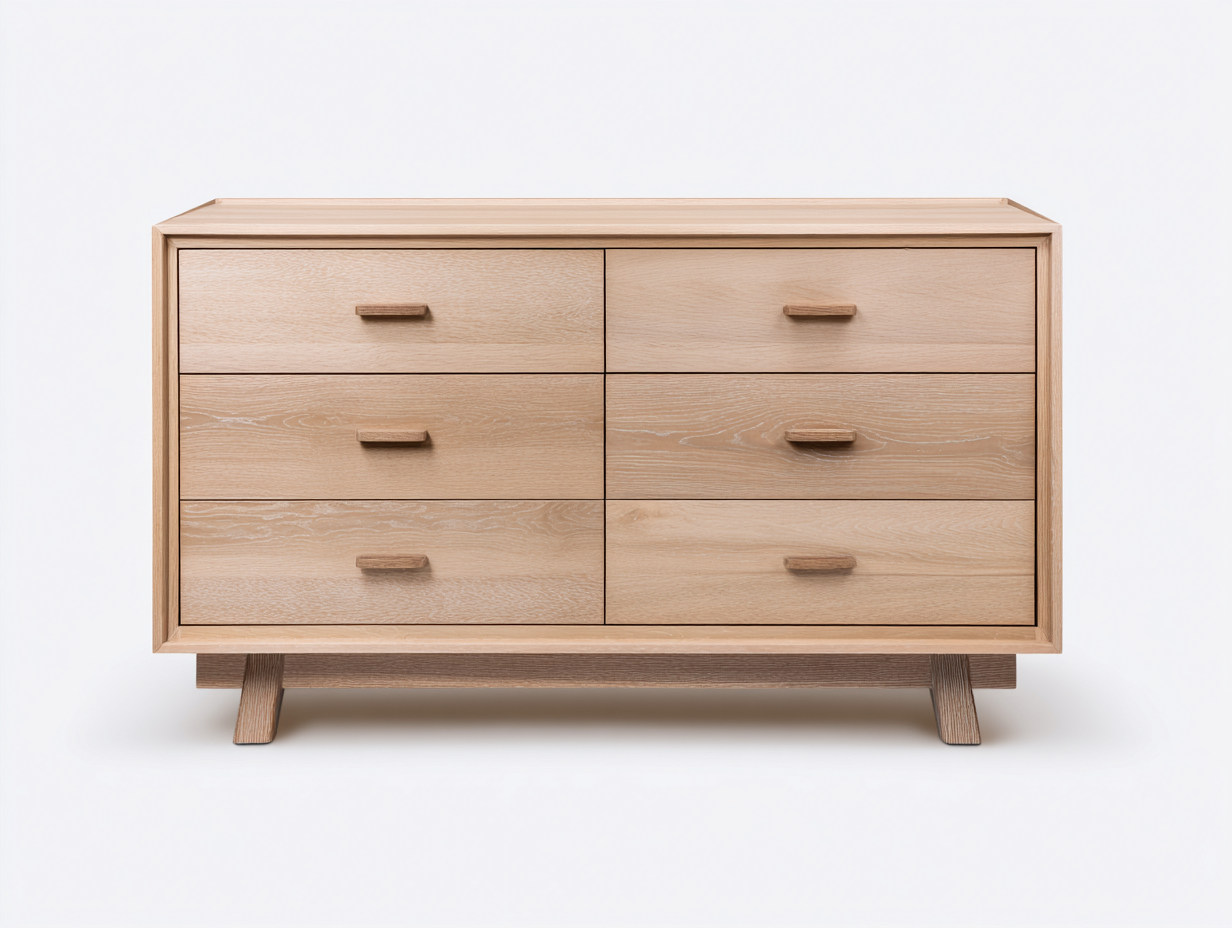 Taquilla de dormitorio tipo cómoda-madera-126×46×80 cm-Roble lavado-frente geométrico con almacenamiento horizontal para Dormitorio-Gavoiohaus