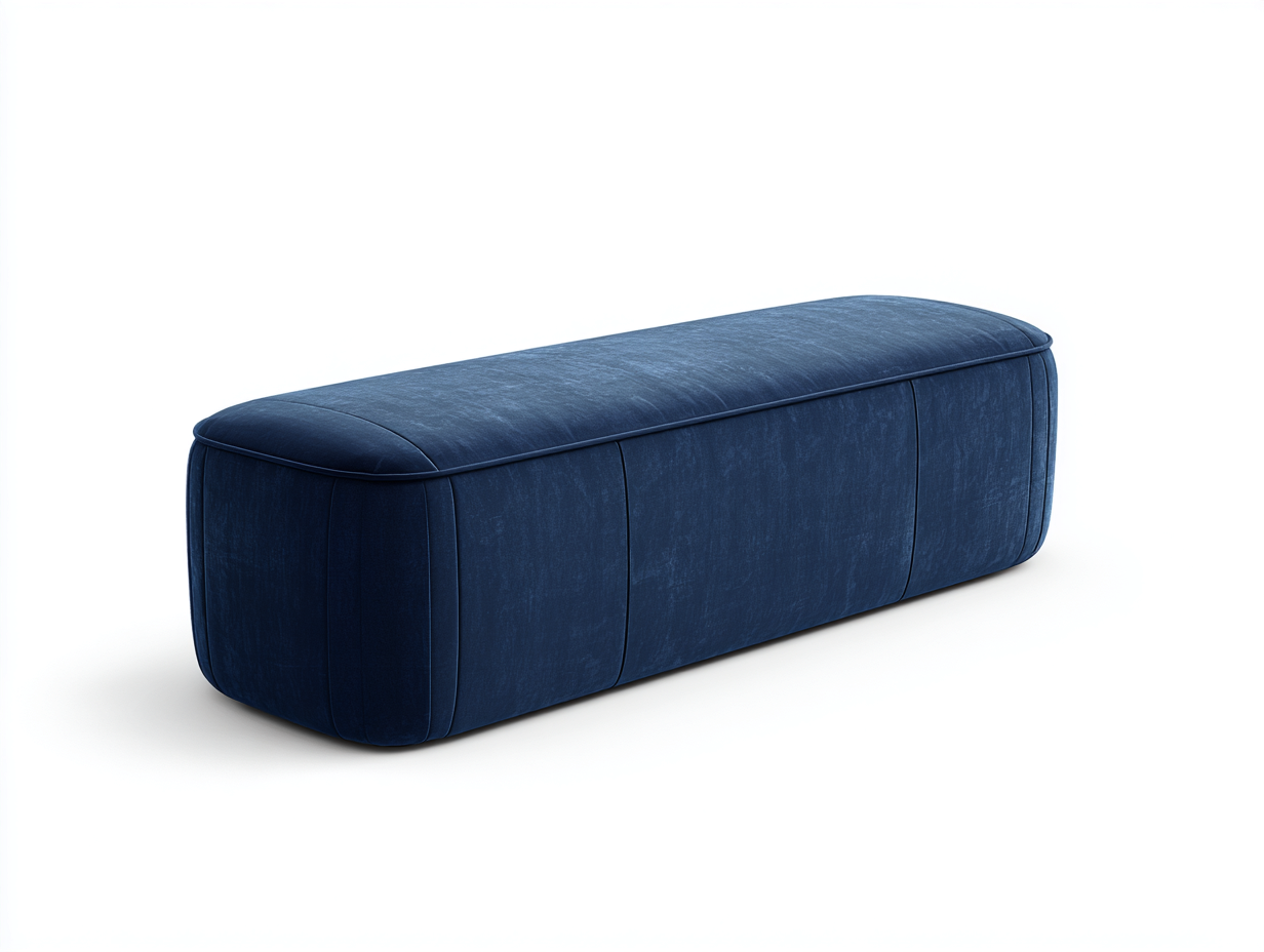 Banco tapizado de terciopelo 142×46×44 cm - azul petróleo - cuerpo envolvente con esquinas redondeadas para Dormitorio-Gavoiohaus