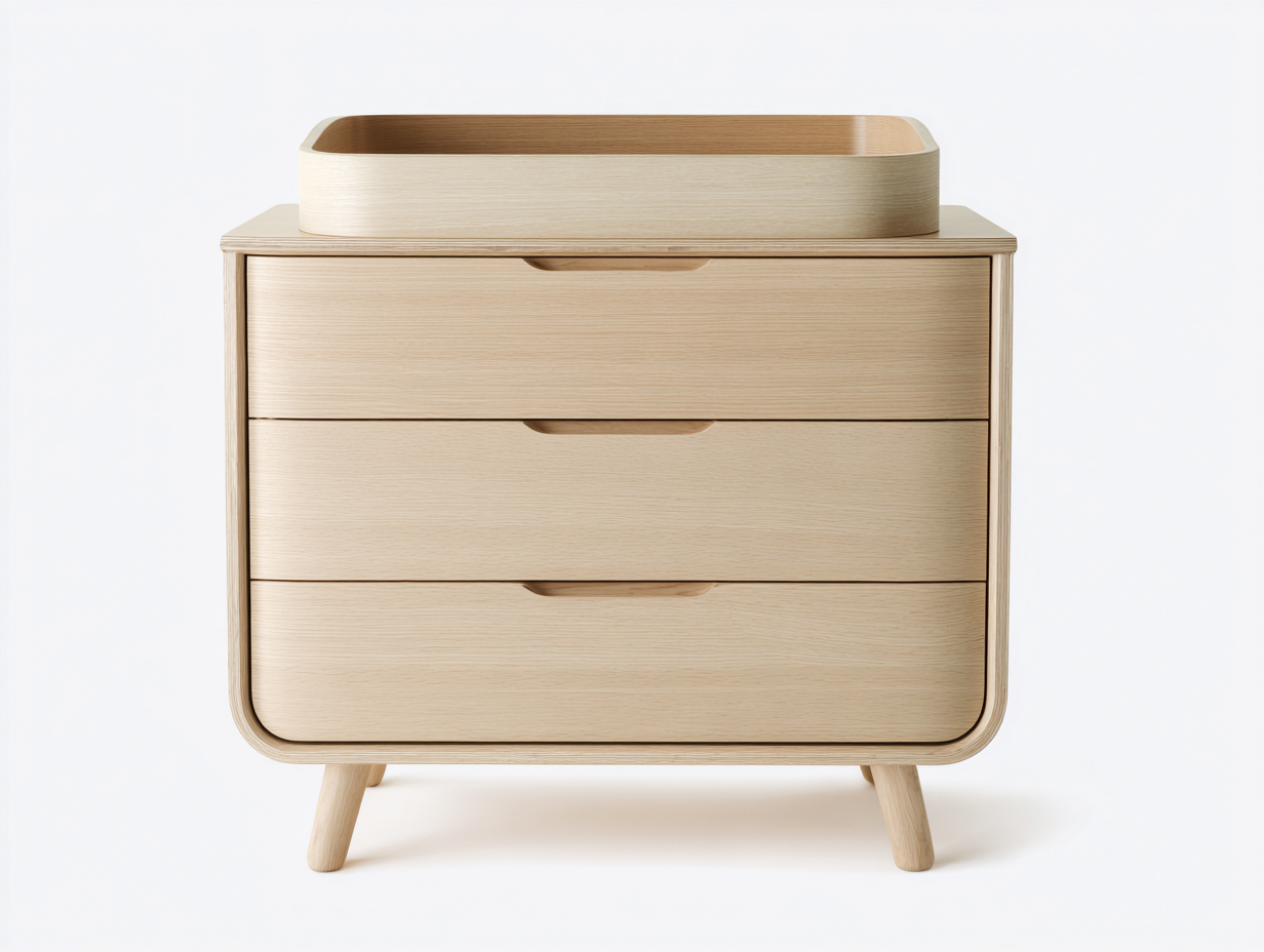 Taquilla de dormitorio de madera 80×45×92 cm - roble claro - con bandeja superior y 3 cajones-Gavoiohaus
