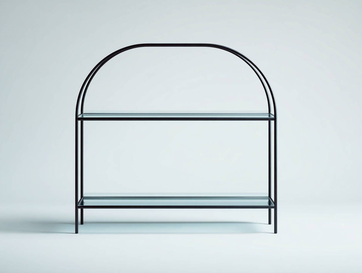 Estante de comedor 92×35×122 cm - metal negro y vidrio transparente - marco arqueado decorativo-Gavoiohaus