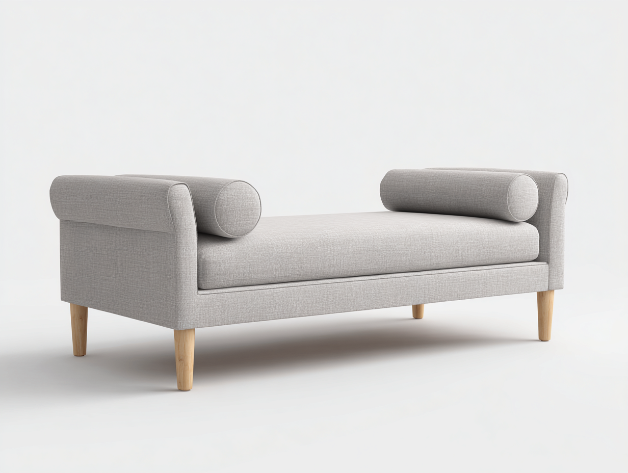 Sofá cama tapizado de tejido 202×88×76 cm - gris claro/madera natural - diván con laterales elevados para dormitorio-Gavoiohaus