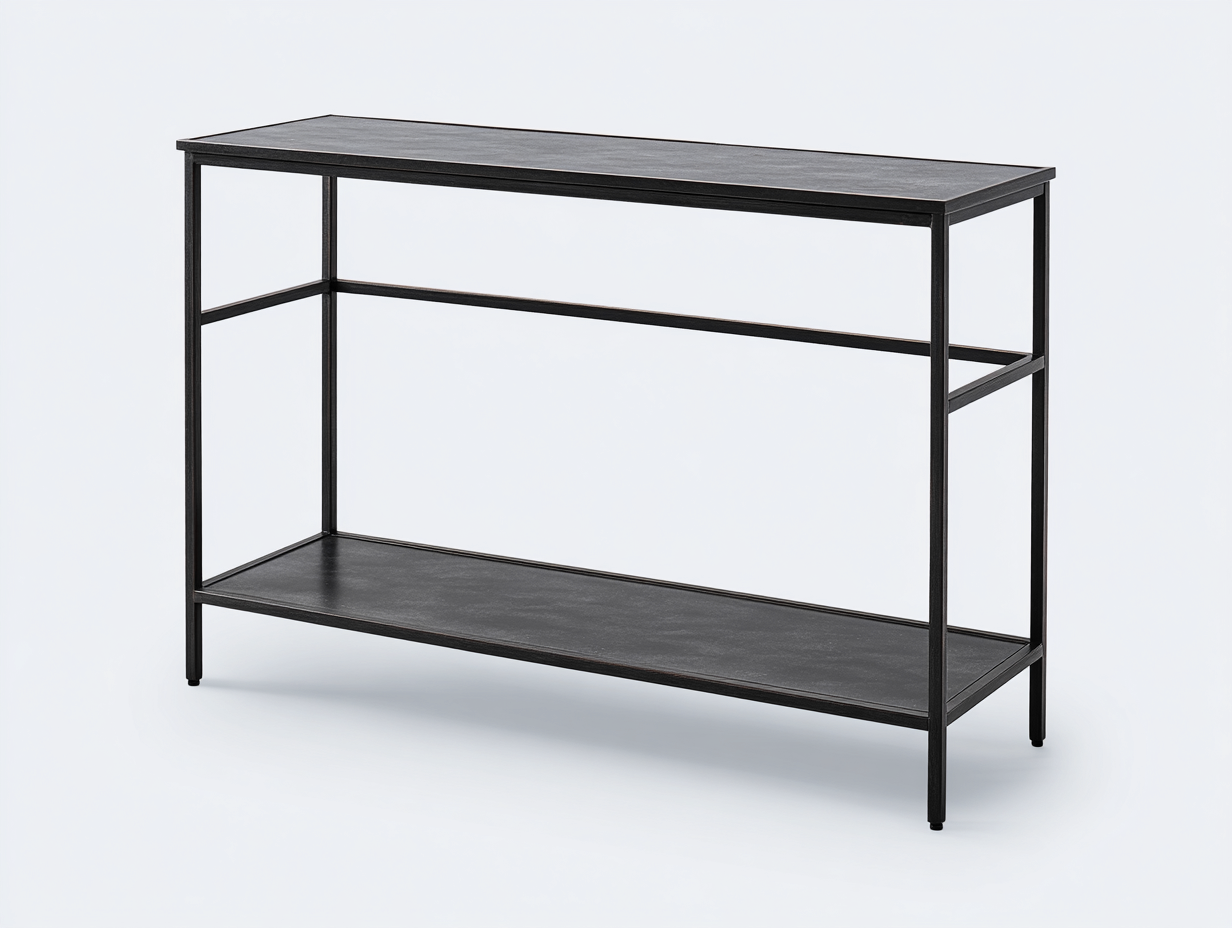 Estante consola 118×36×82 cm - metal negro y paneles grafito - estructura abierta para Comedor-Gavoiohaus