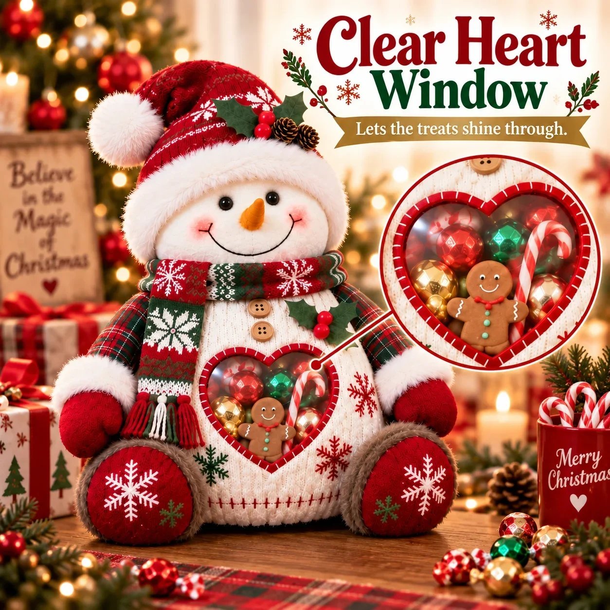 Weihnachtsfigur mit transparentem Herzfenster