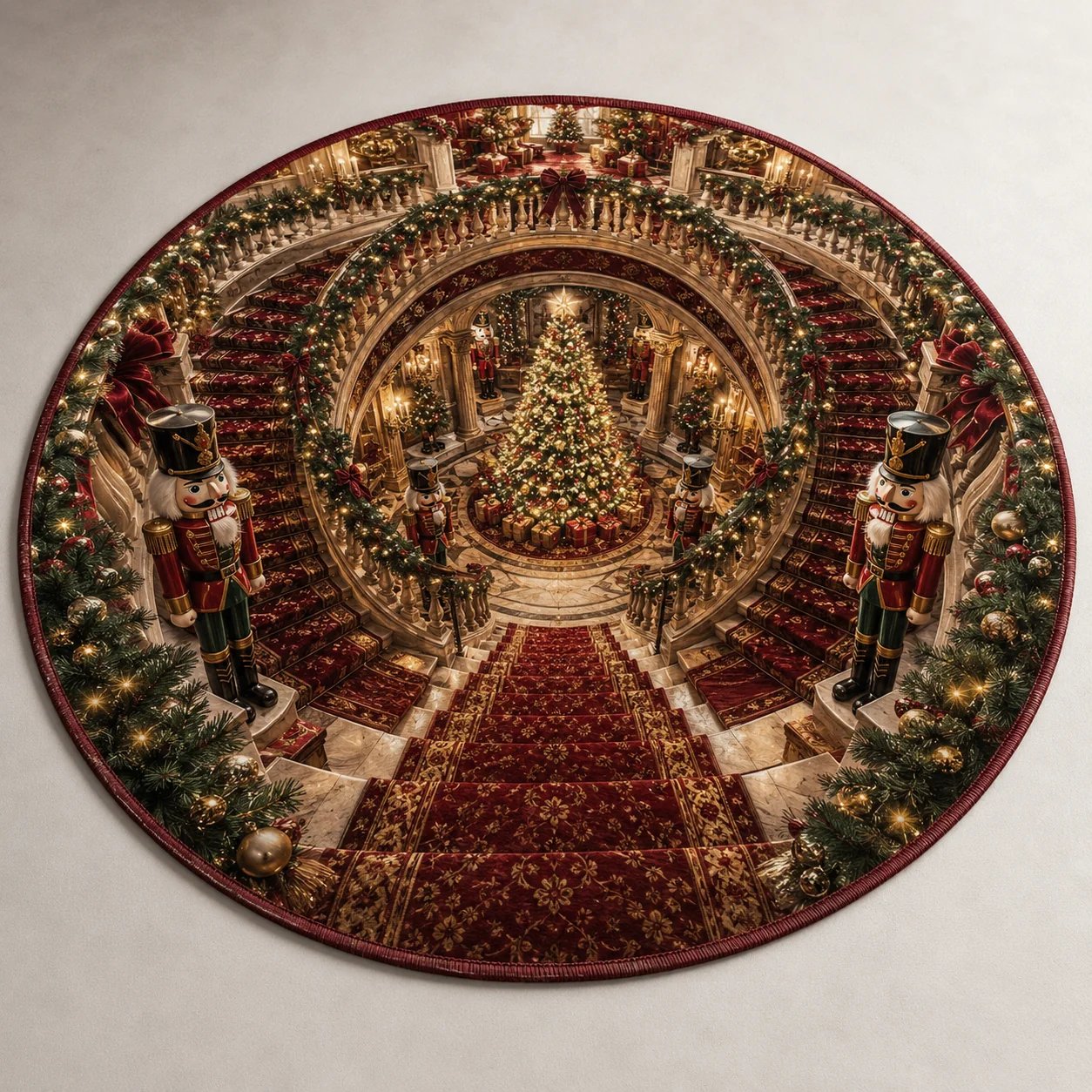 Nutcracker Grand Staircase Christmas Rug