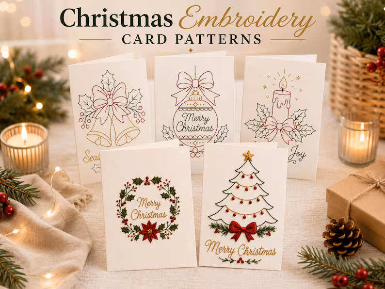 50% OFF | 🌲 Christmas Hand Embroidery Card DIY Kit – Stitch Your Way Into the Christmas Spirit ✨