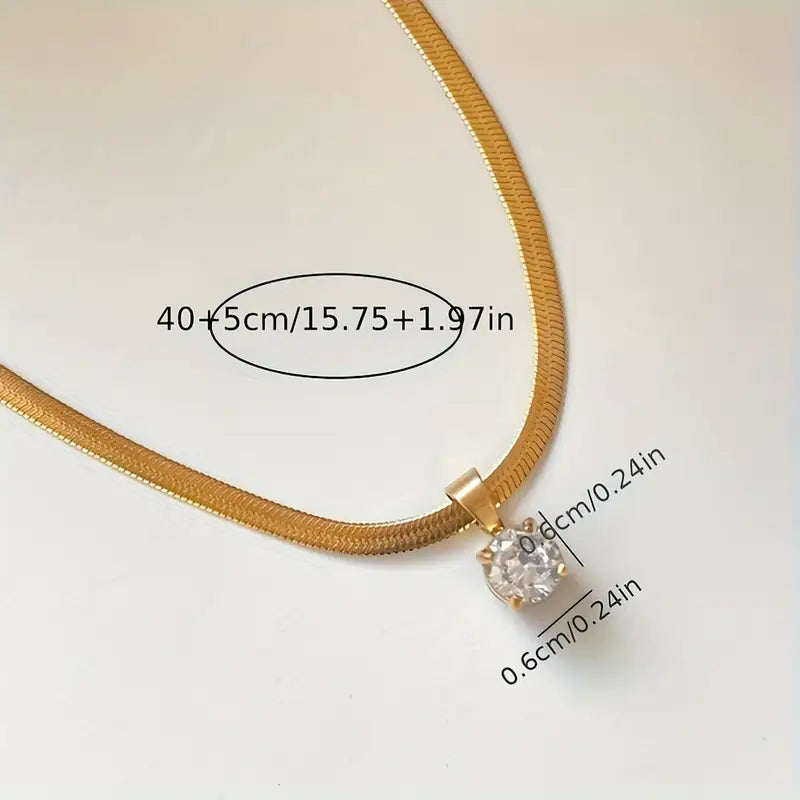 Elegantní Rhinestone Přívěsek Náhrdelník | Zlatý