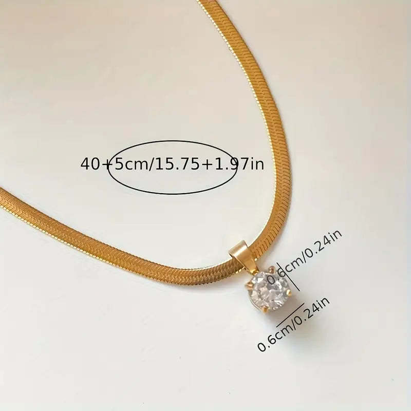 Elegantní Rhinestone Přívěsek Náhrdelník | Zlatý