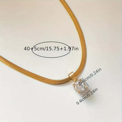 Elegantní Rhinestone Přívěsek Náhrdelník | Zlatý