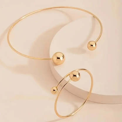 Minimalist Glow Collar & Cuff Sada náramků | Zlatý