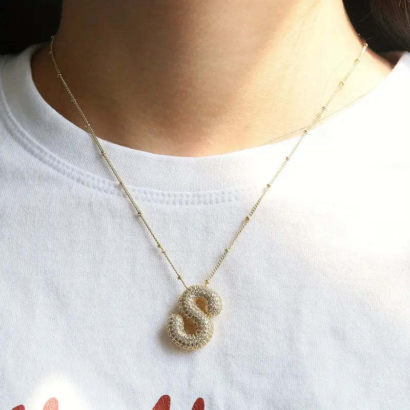 Bubble letter initial Sada náhrdelníků | Zlatý