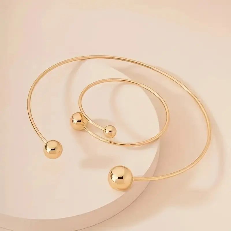 Minimalist Glow Collar & Cuff Sada náramků | Zlatý