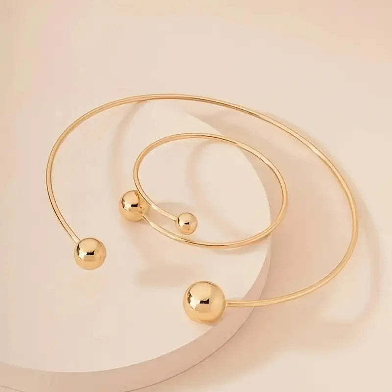 Minimalist Glow Collar & Cuff Sada náramků | Zlatý