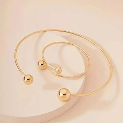 Minimalist Glow Collar & Cuff Sada náramků | Zlatý