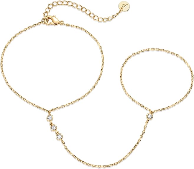 Beaded Handchain Náramek | Zlatý