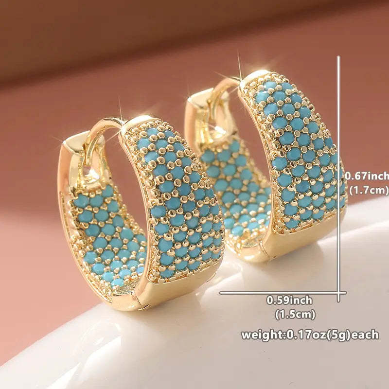 Golden-Tone Tyrkys Beaded Kroužek Náušnice | Zlatý