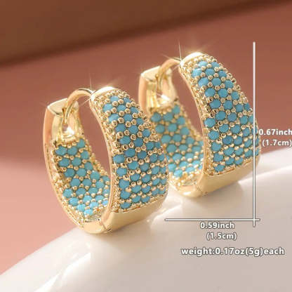 Golden-Tone Tyrkys Beaded Kroužek Náušnice | Zlatý