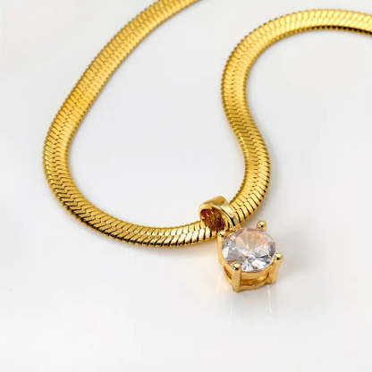 Elegantní Rhinestone Přívěsek Náhrdelník | Zlatý