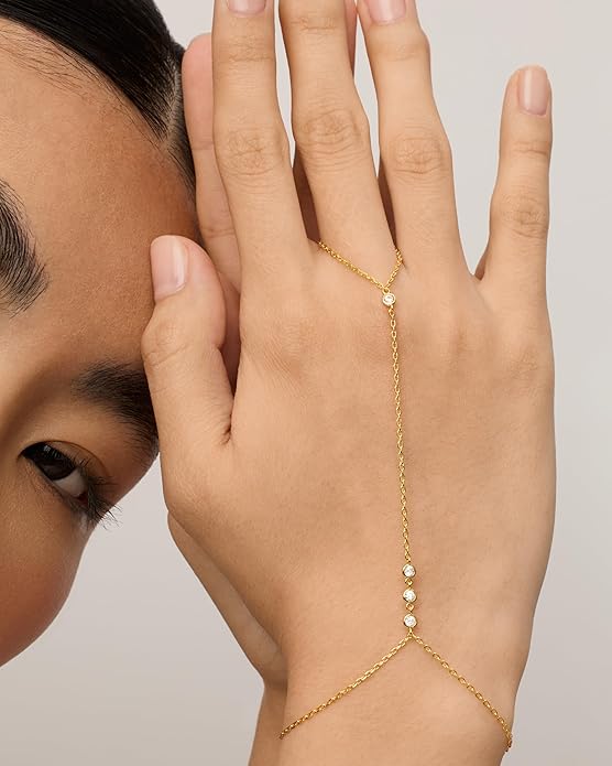 Beaded Handchain Náramek | Zlatý