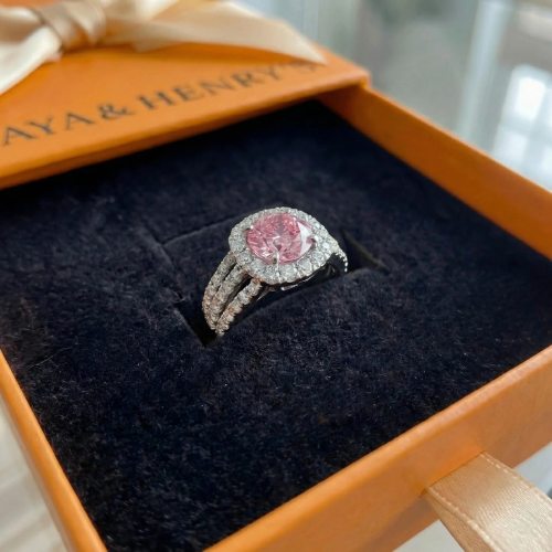 Blush Empress Halo Prsten | Bílé zlato