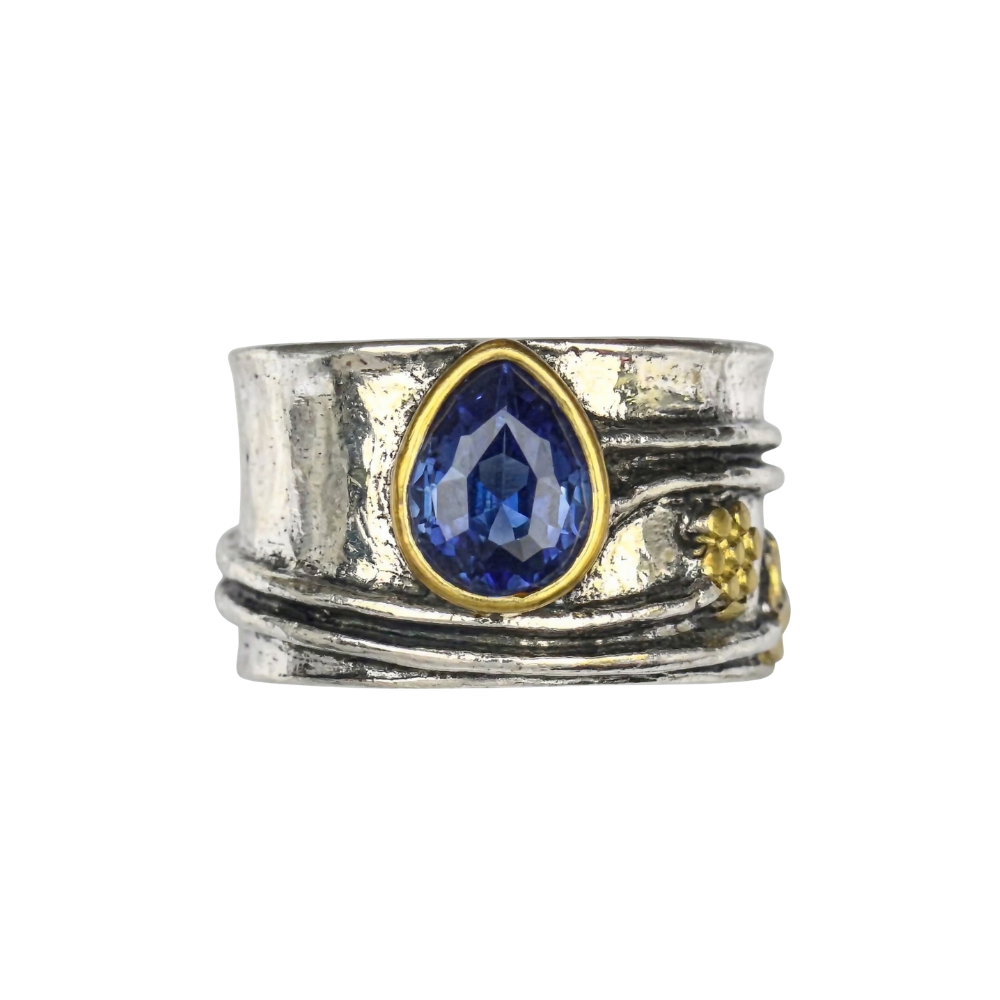 Bohemian Gemstone Meditation Prsten | Bílé zlato