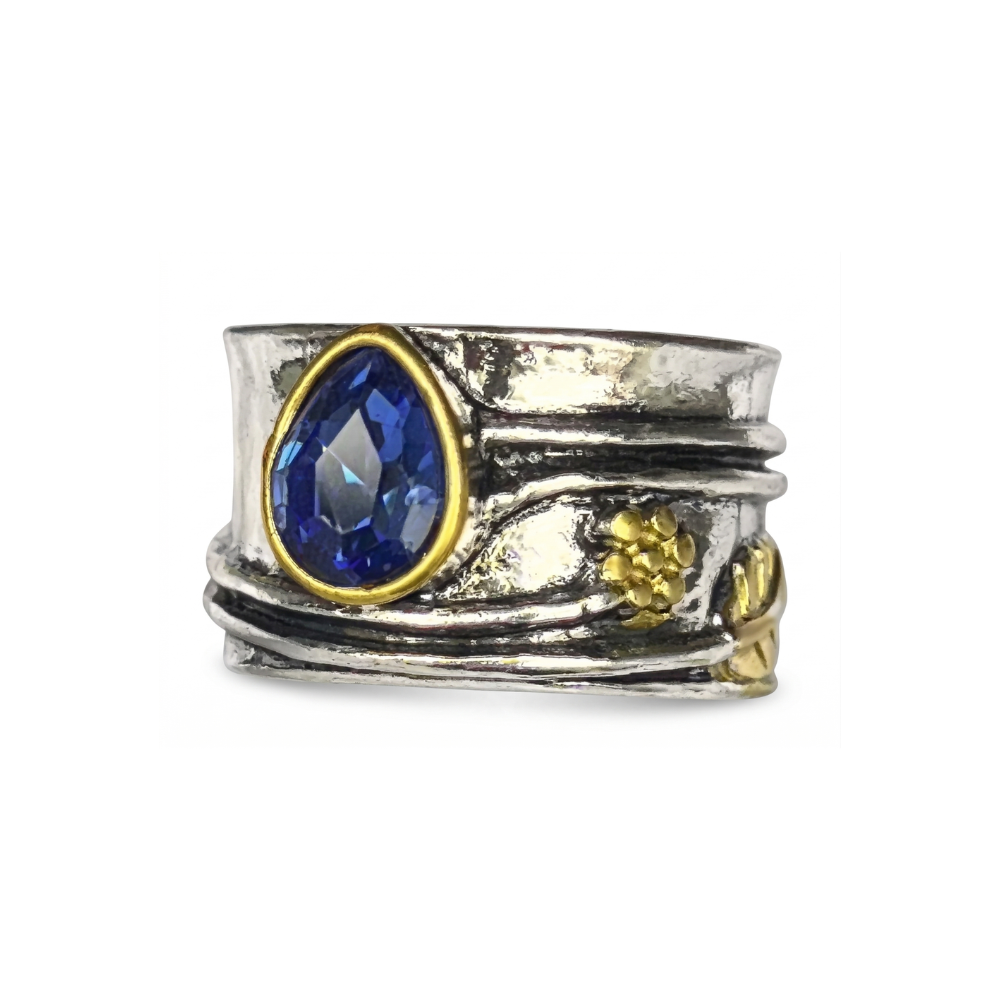 Bohemian Gemstone Meditation Prsten | Bílé zlato
