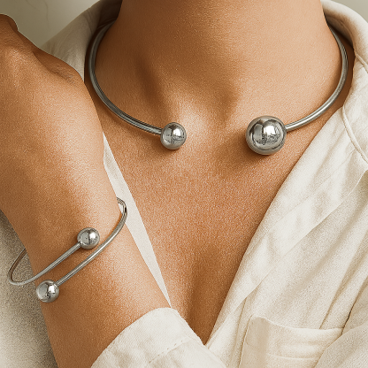 Minimalist Glow Collar & Cuff Sada náramků | Zlatý