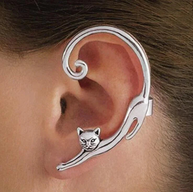 Stříbrný Whisker Charm One-Sided Náušnice | Bílé zlato