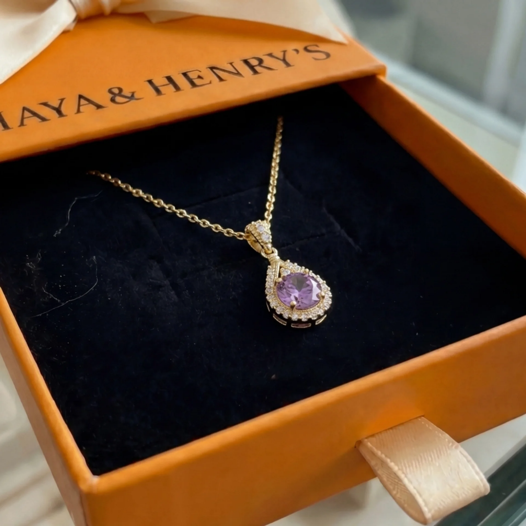 Lavena Halo Přívěsek Náhrdelník | Zlatý