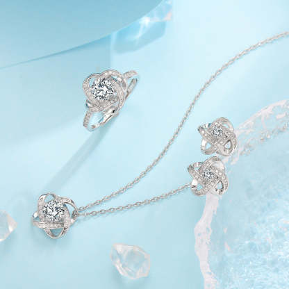 Fleur de Givre Clover Knot Sada | Bílé zlato