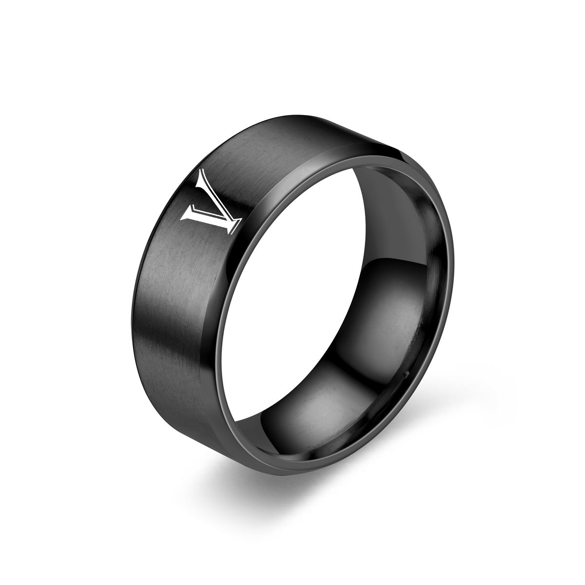 Obsidian Initial Prsten | Black Finish