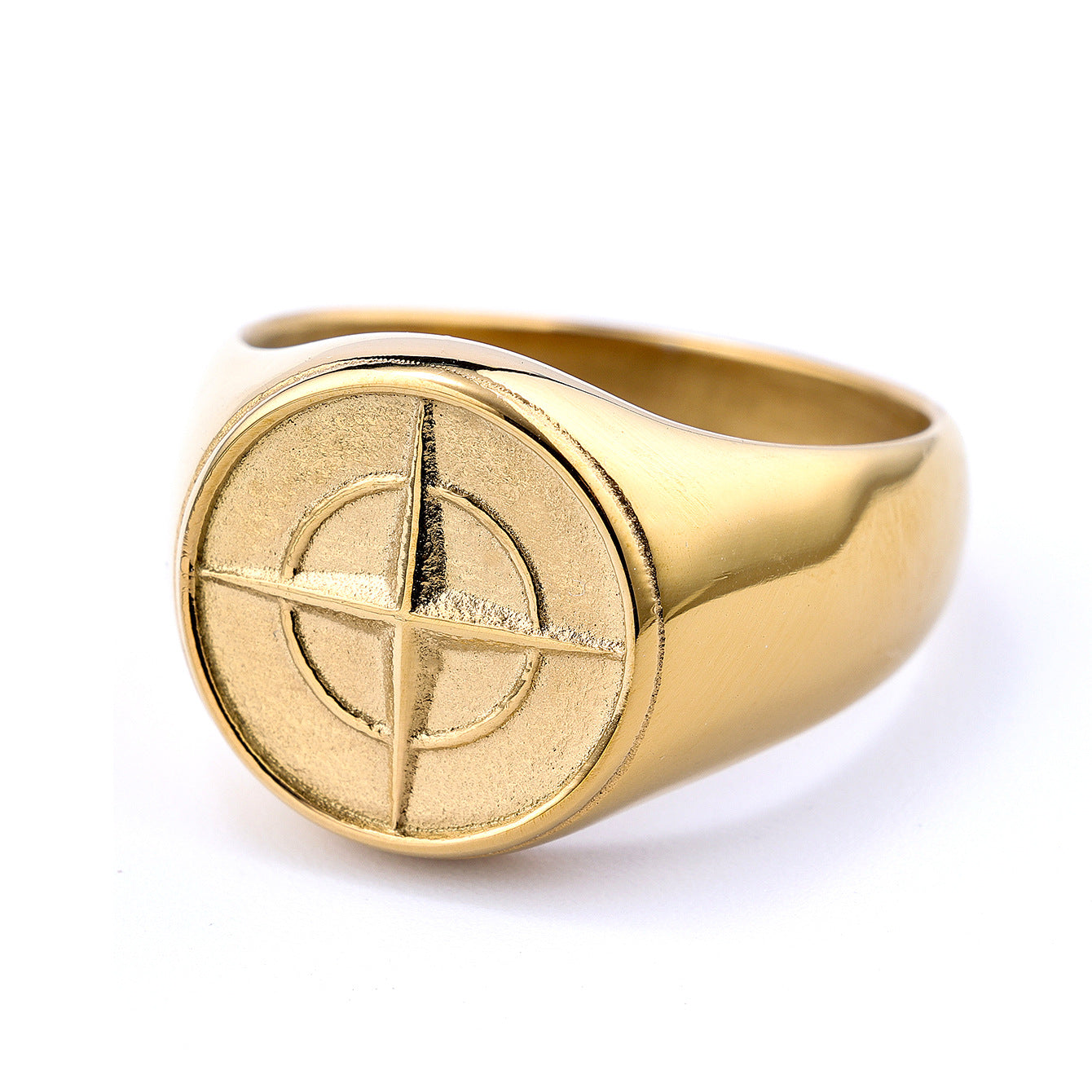 Klasický Compass Signet Prsten | Zlatý