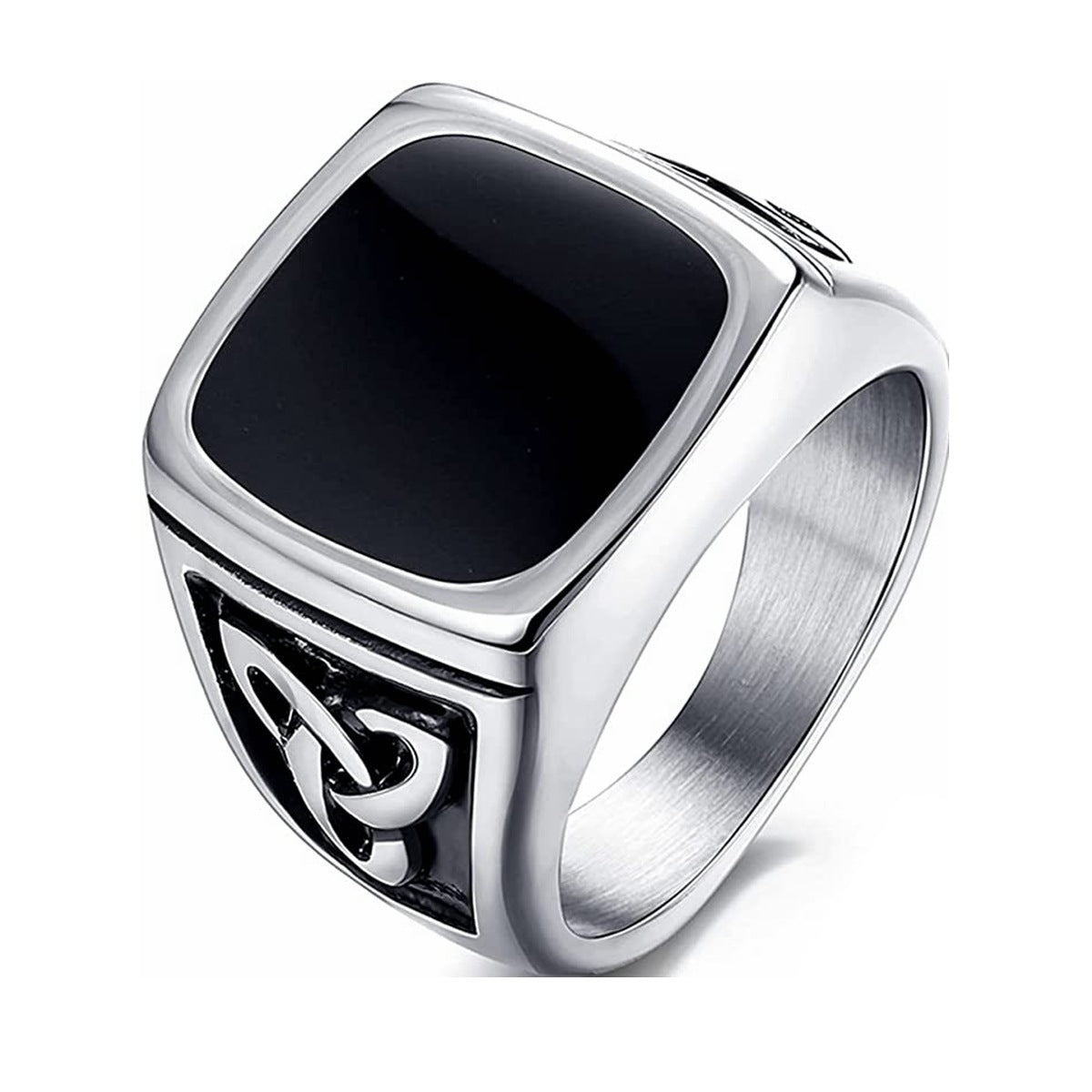 Black Onyx Signet Prsten | Bílé zlato