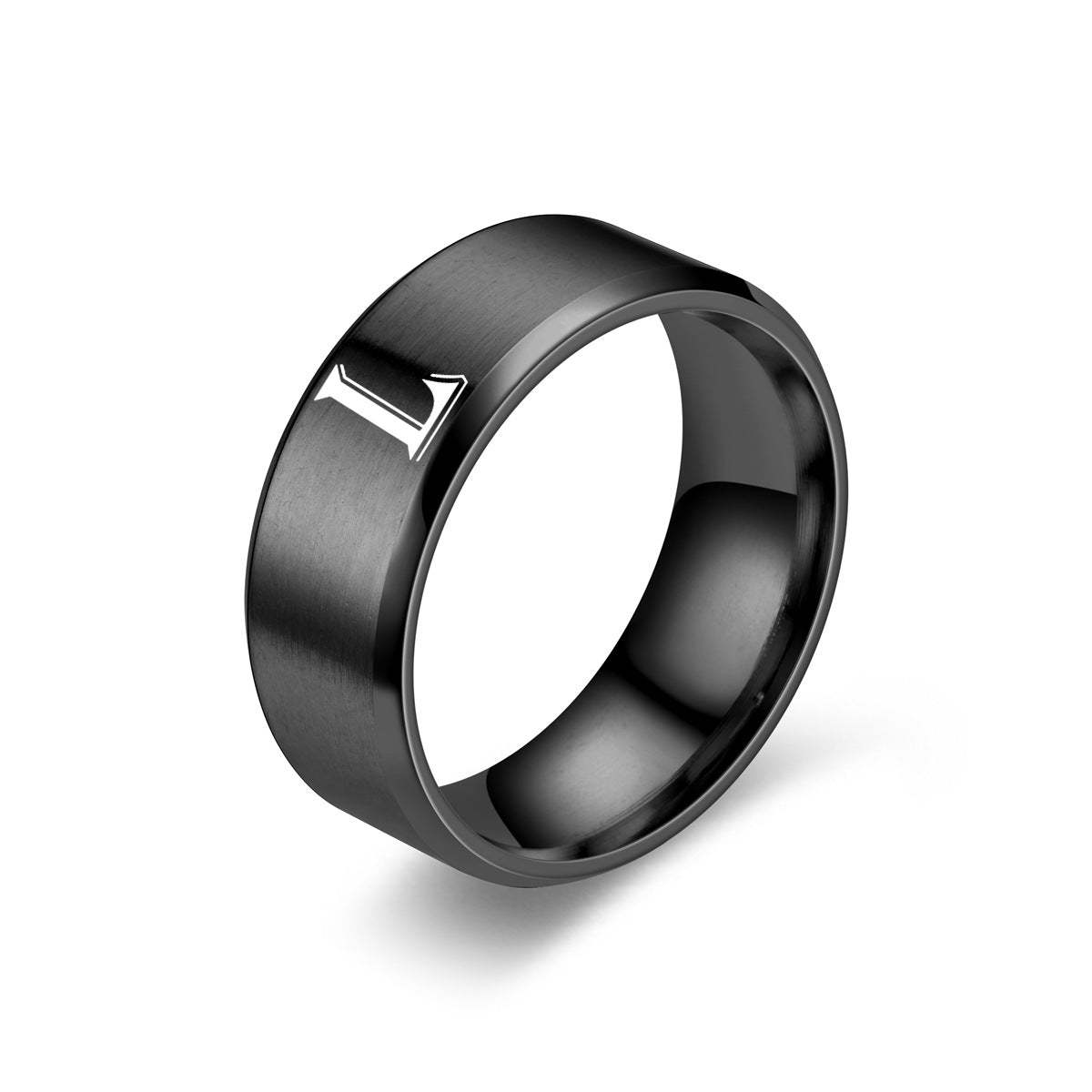 Obsidian Initial Prsten | Black Finish