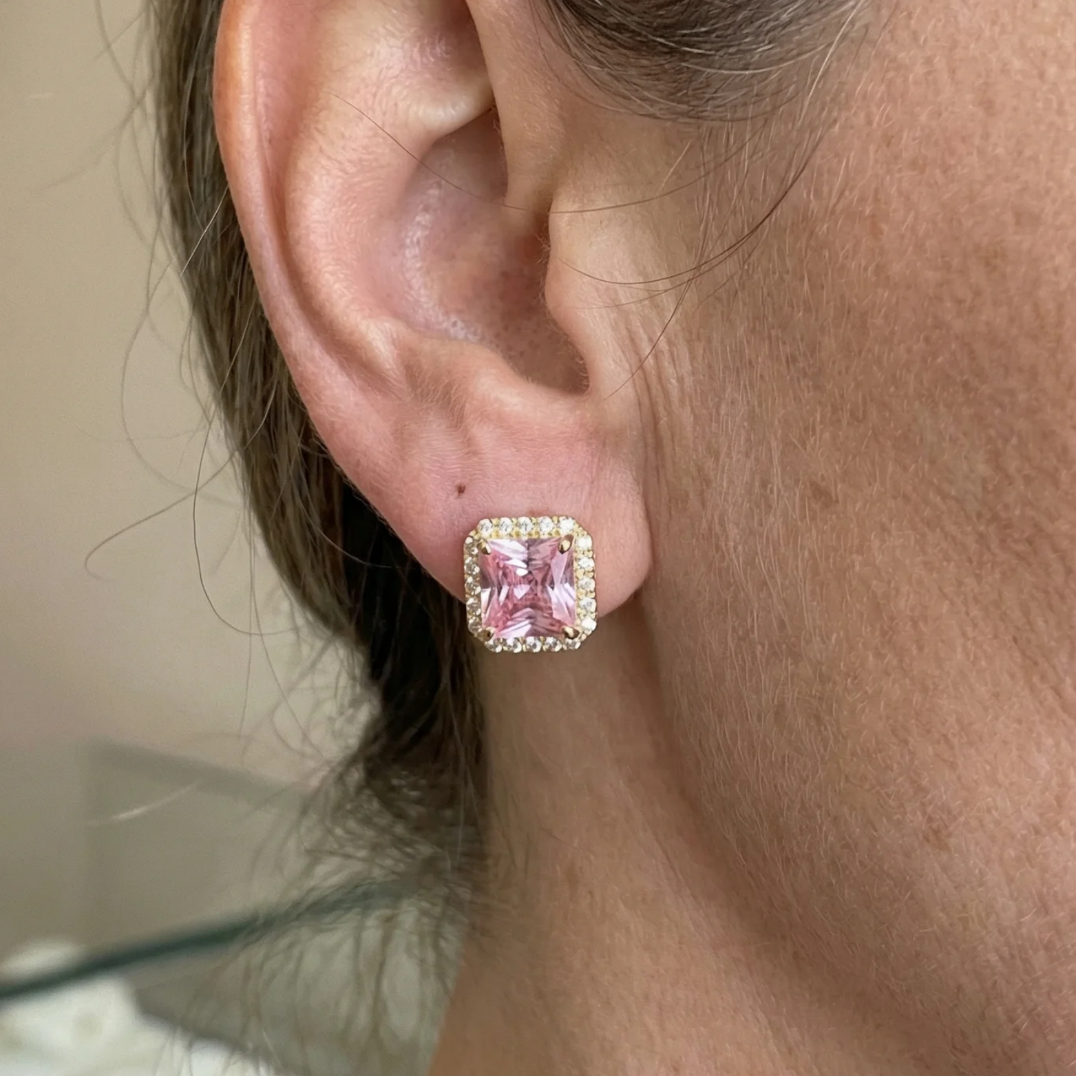 Pink Safír Pave Pecky | Zlatý