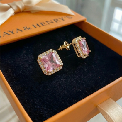 Pink Safír Pave Pecky | Zlatý