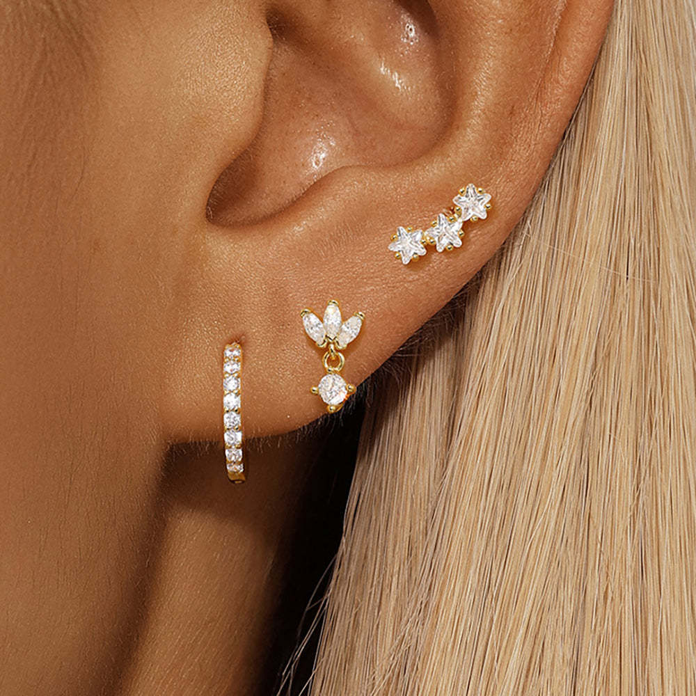 Trio Mila Essentials One-Sided Náušnice Sada | Zlatý