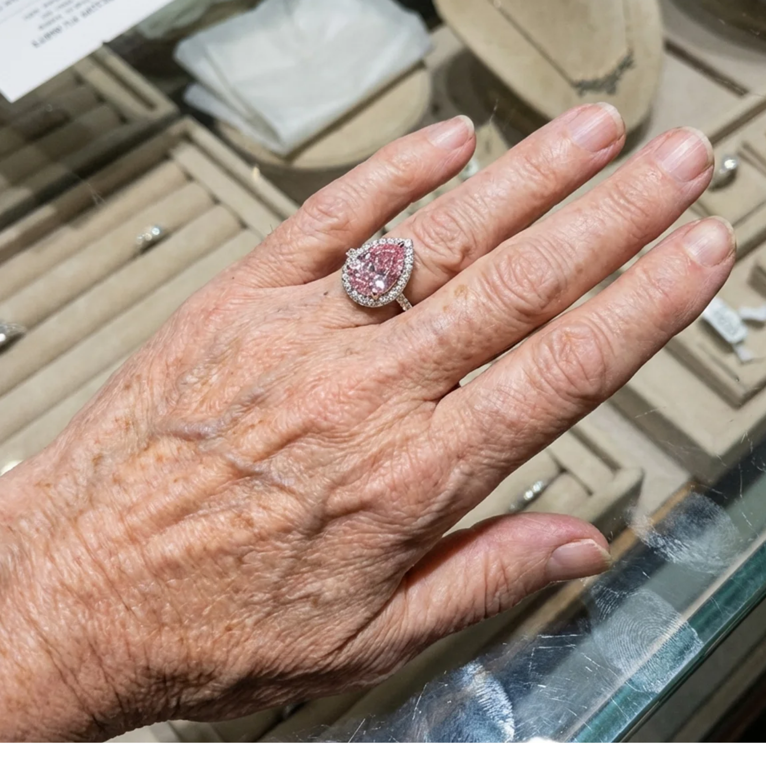 Kapka Pink Safír Prsten | Bílé zlato