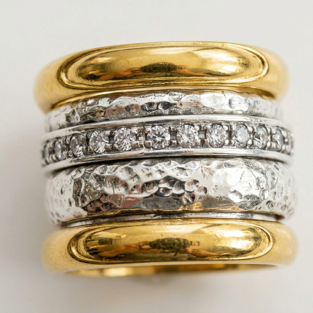 Timeless Layered Thick Yellow Prsten | Zlatý