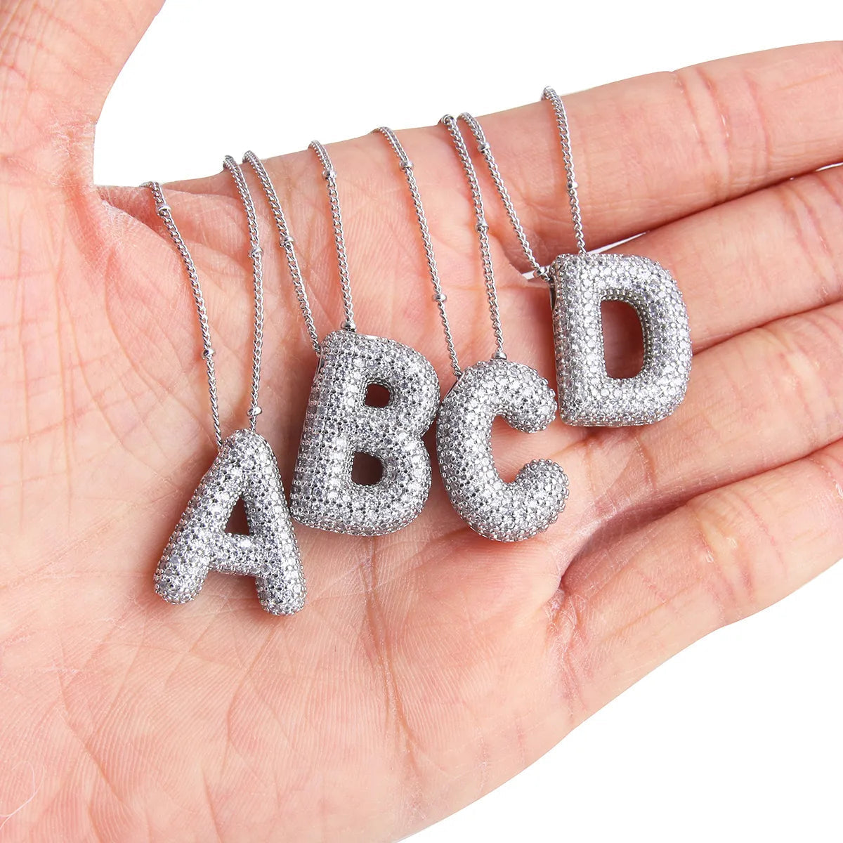Bubble letter initial Sada náhrdelníků | Bílé zlato
