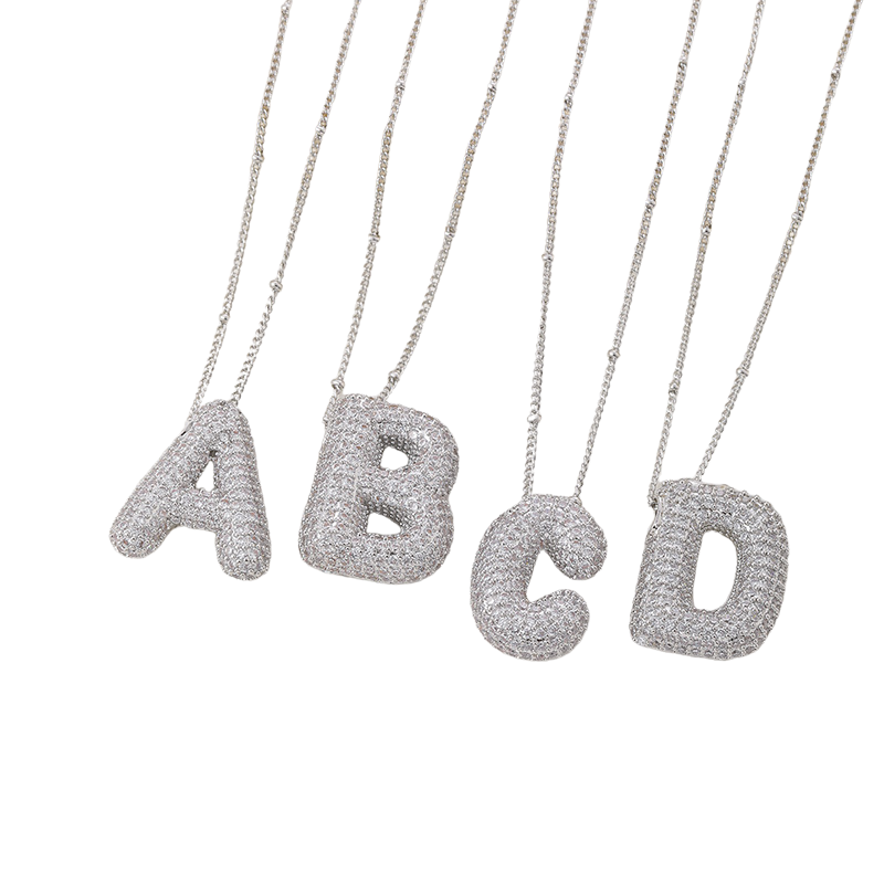 Bubble letter initial Sada náhrdelníků | Bílé zlato