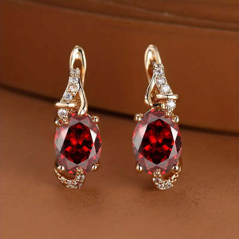 Crimson Twilight Drop Náušnice | Zlatý