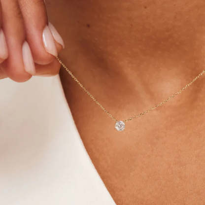 Cléa Moissanite Kámen Náhrdelník | Zlatý