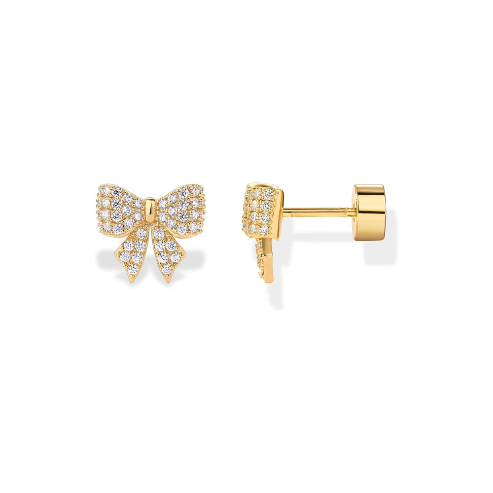 Bow Motif Náušnice | Zlatý