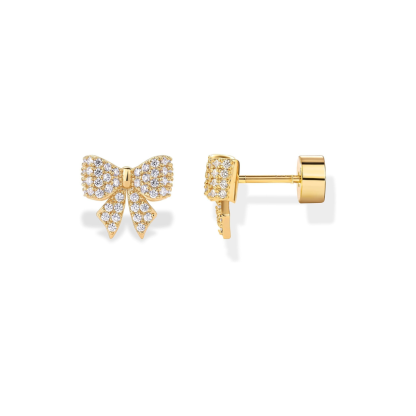 Bow Motif Náušnice | Zlatý