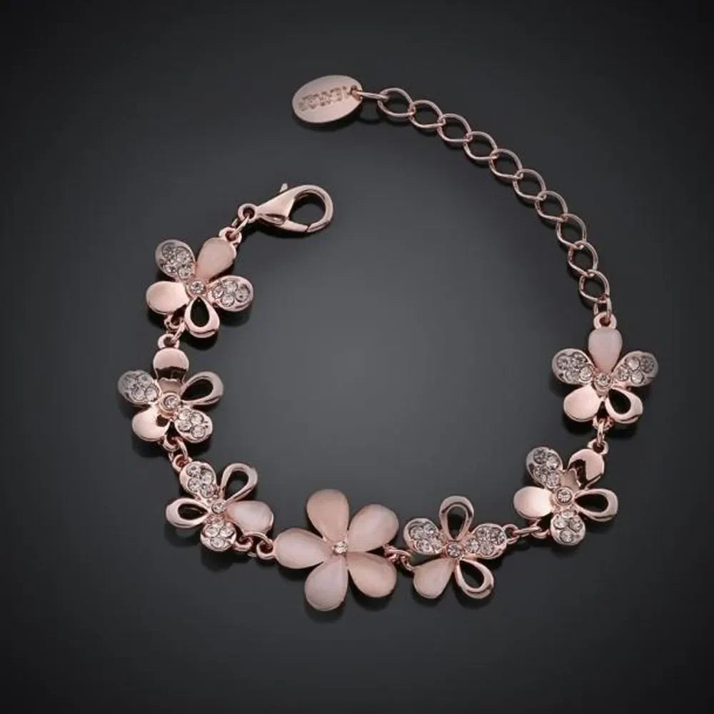Antique Rose Květina Náramek | Růžové zlato