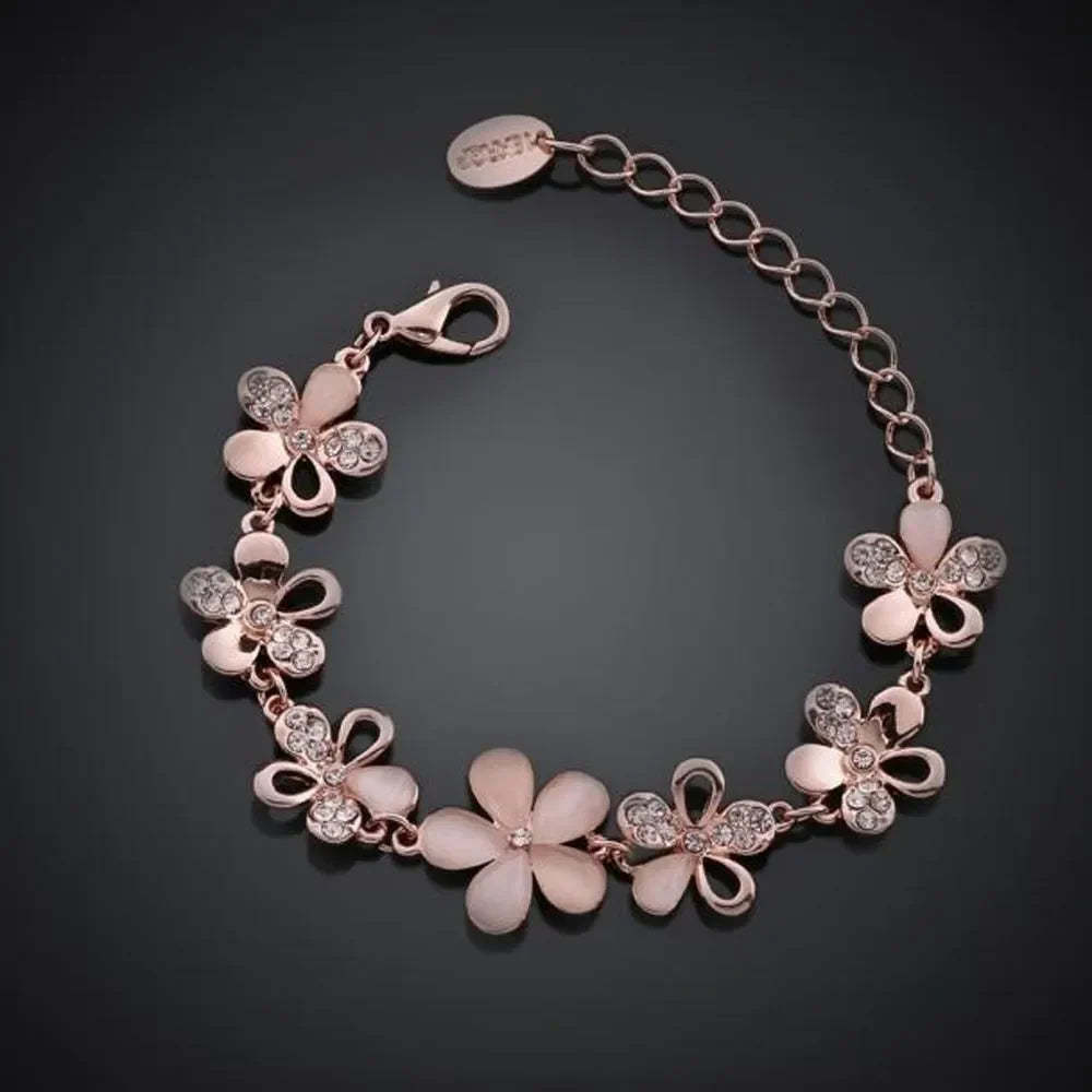 Antique Rose Květina Náramek | Růžové zlato